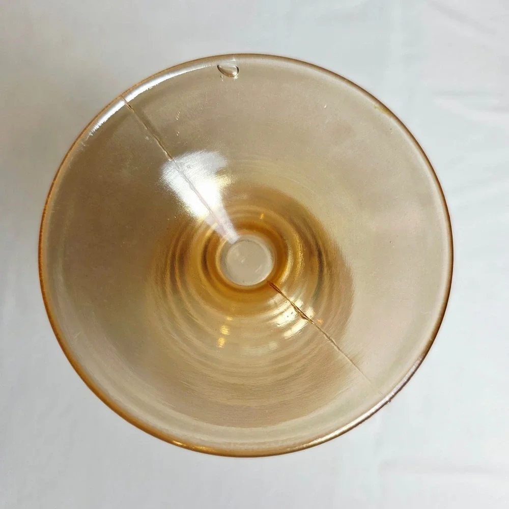 Vintage Marigold Carnival Glass Ribbed Beehive Lidded Candy Dish Footed Jar MCM